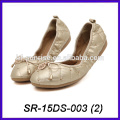 nice lady shoes portable foldable ballet shoes golden ballerina shoes